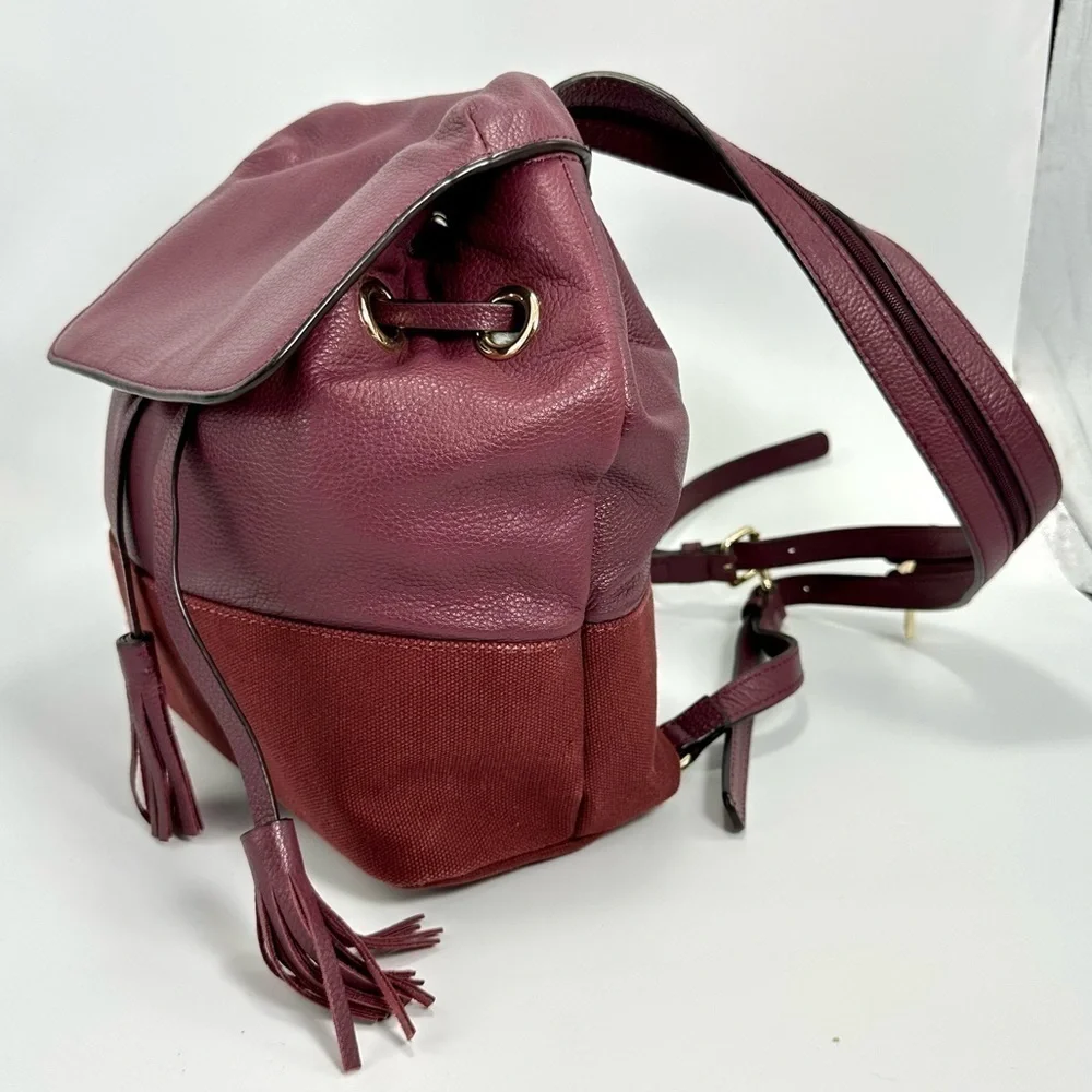 Rebecca Minkoff burgundy mansfield leather backpack with tassels